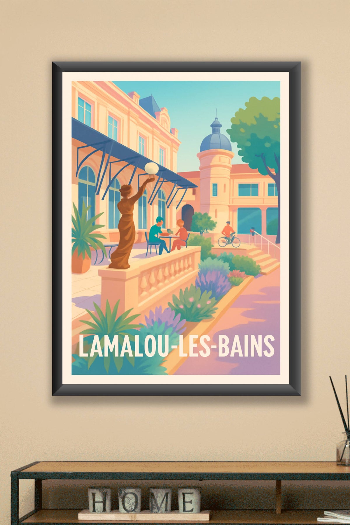 Affiche Lamalou-les-Bains — Charme et sérénité en Occitanie · poster d'art de Lamalou-les-Bains