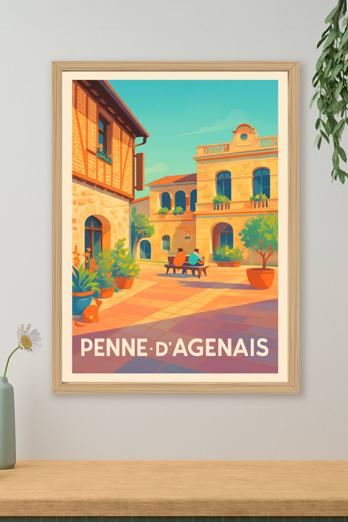 Affiche Penne-d'Agenais — Charme et douceur d'une place provençale · poster d'art de Penne-d'Agenais