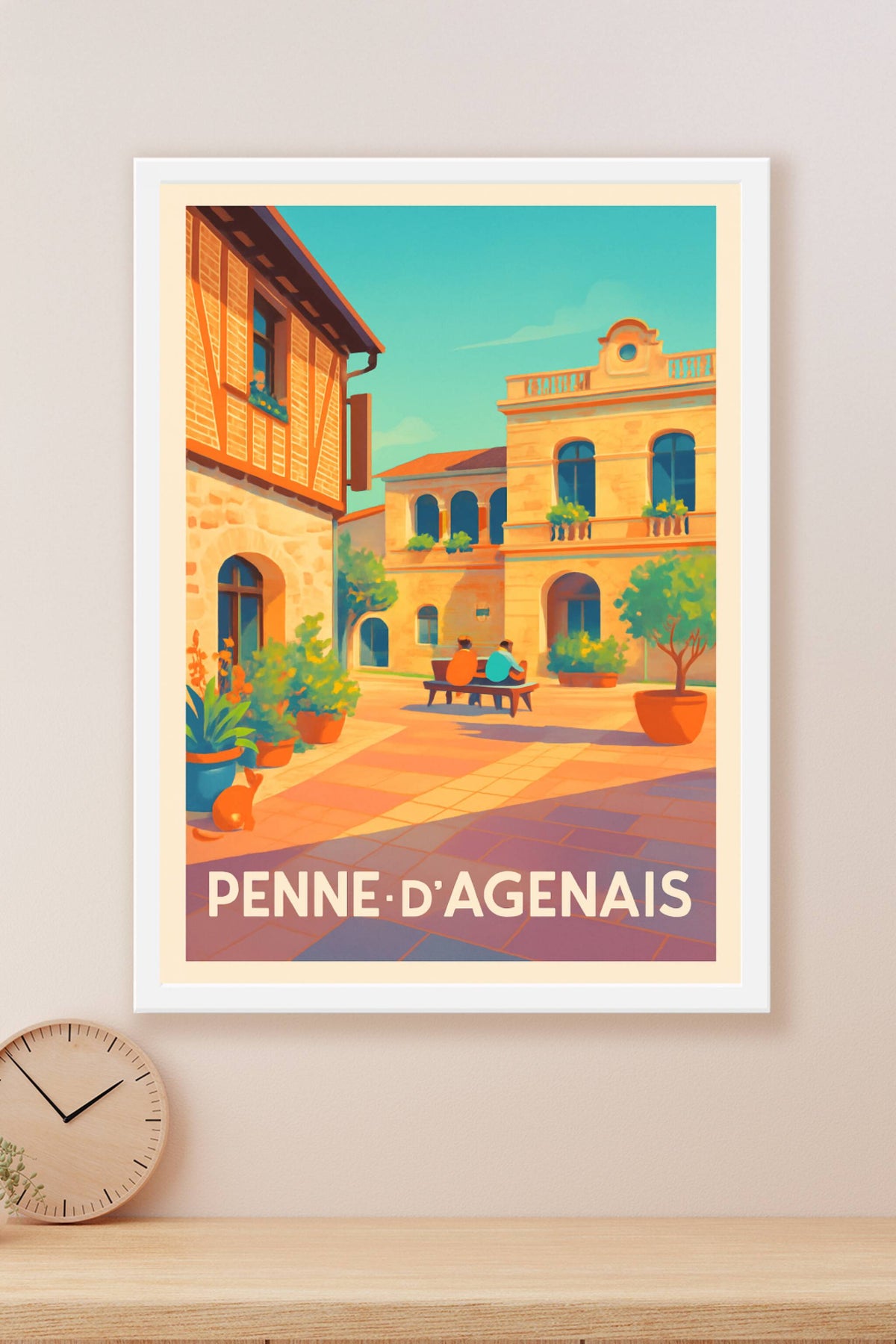 Affiche Penne-d'Agenais — Charme et douceur d'une place provençale · poster d'art de Penne-d'Agenais