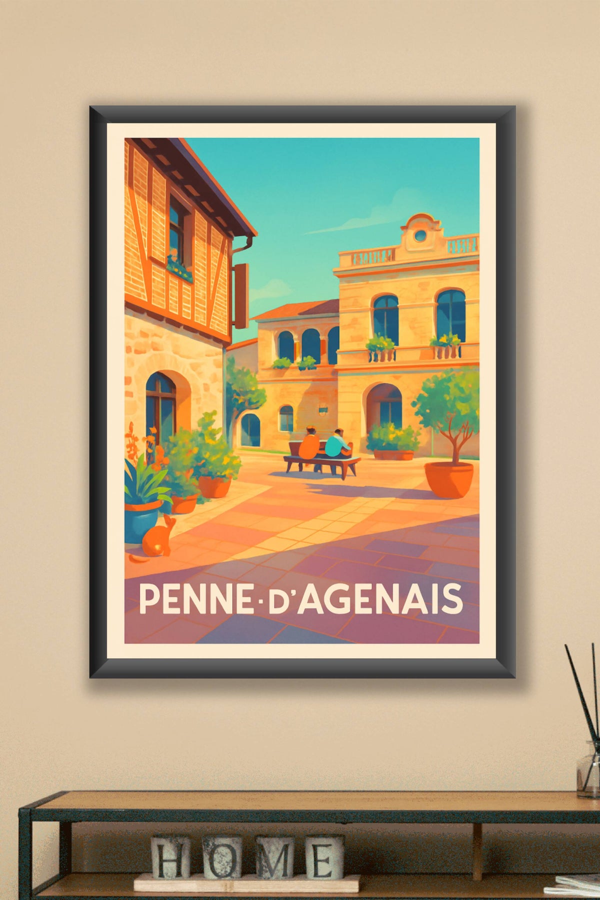 Affiche Penne-d'Agenais — Charme et douceur d'une place provençale · poster d'art de Penne-d'Agenais