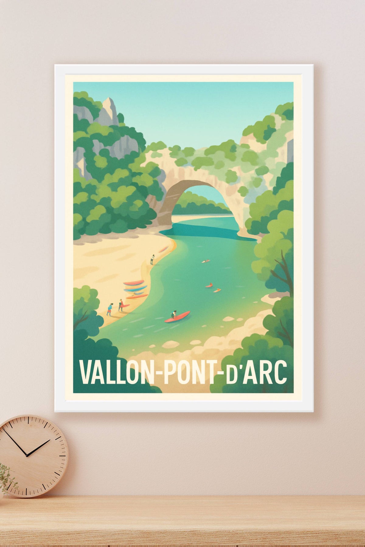 Affiche Vallon-Pont-d'Arc — Nature et aventure au cœur de l'Ardèche · poster d'art de Vallon-Pont-d'Arc