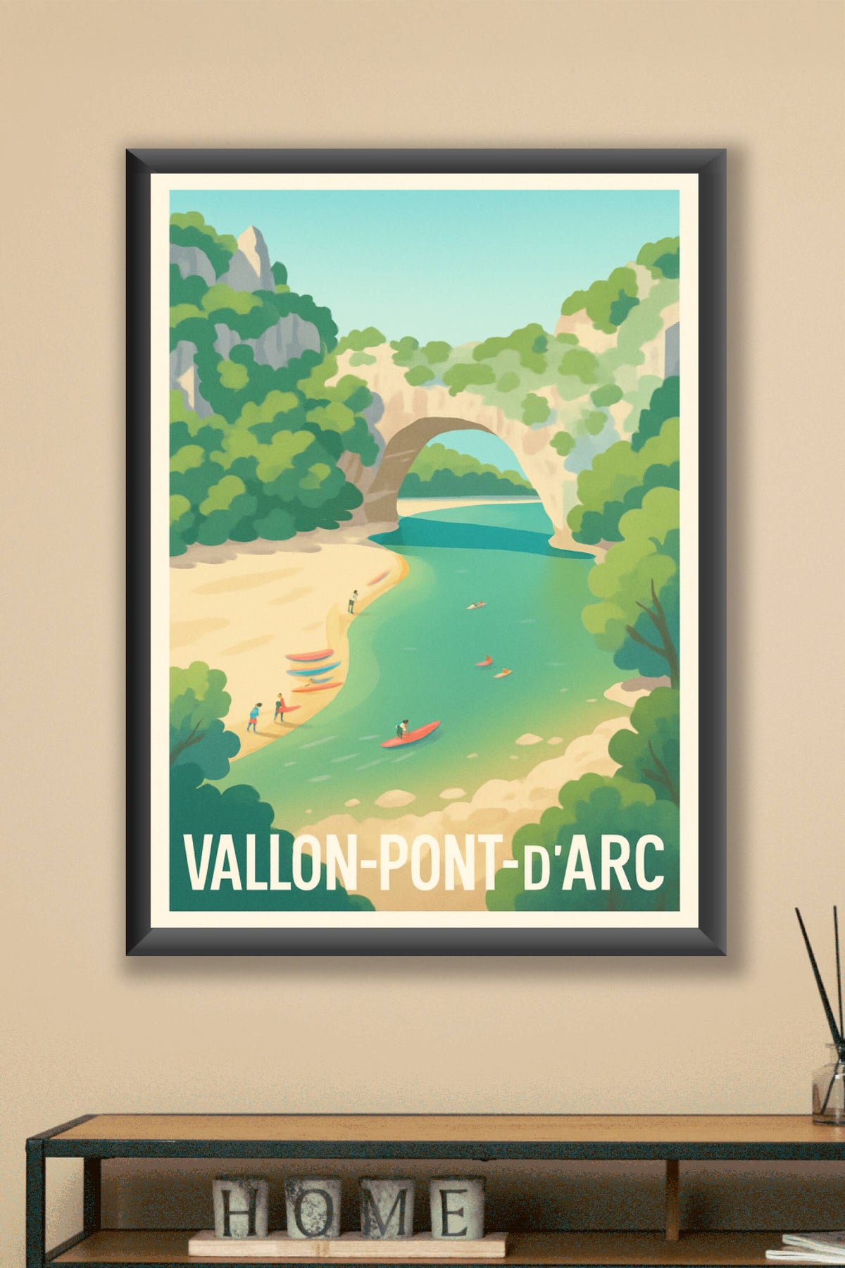 Affiche Vallon-Pont-d'Arc — Nature et aventure au cœur de l'Ardèche · poster d'art de Vallon-Pont-d'Arc
