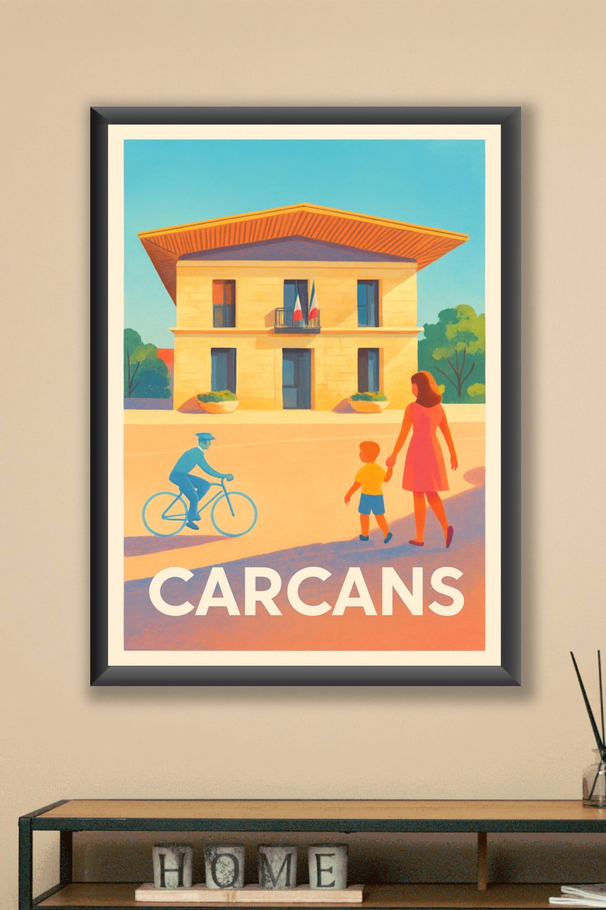 Affiche Carcans — Charme et douceur d'une scène de vie locale · poster d'art de Carcans