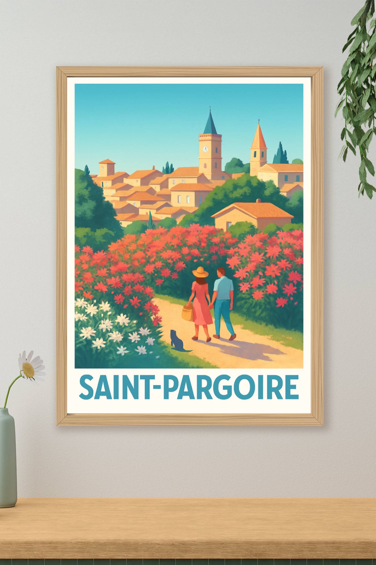 Affiche Saint-Pargoire — Balade romantique au cœur du village fleuri · poster d'art de Saint-Pargoire