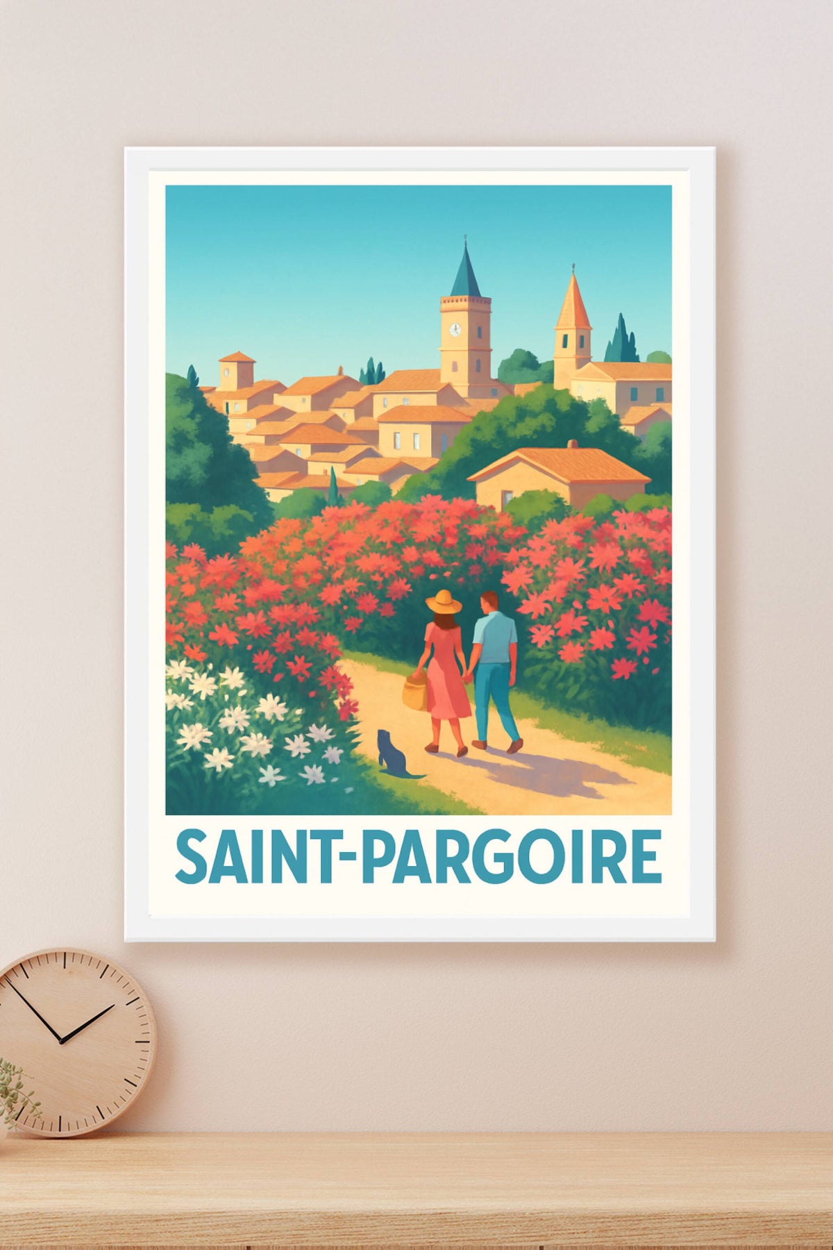 Affiche Saint-Pargoire — Balade romantique au cœur du village fleuri · poster d'art de Saint-Pargoire
