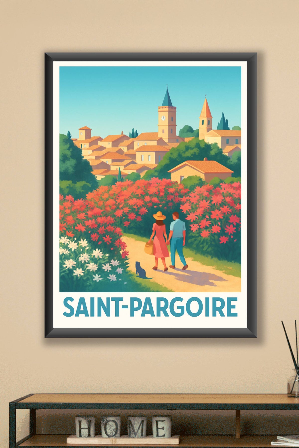Affiche Saint-Pargoire — Balade romantique au cœur du village fleuri · poster d'art de Saint-Pargoire
