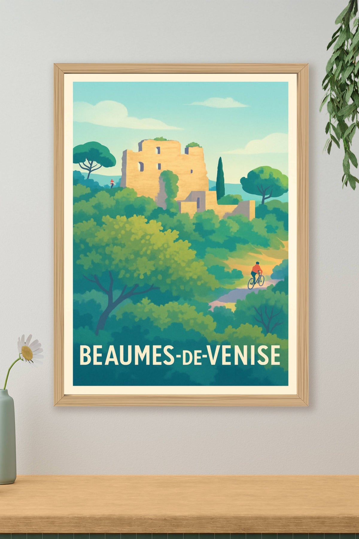 Affiche Beaumes-de-Venise — L'évasion au cœur de la nature provençale · poster d'art de Beaumes-de-Venise