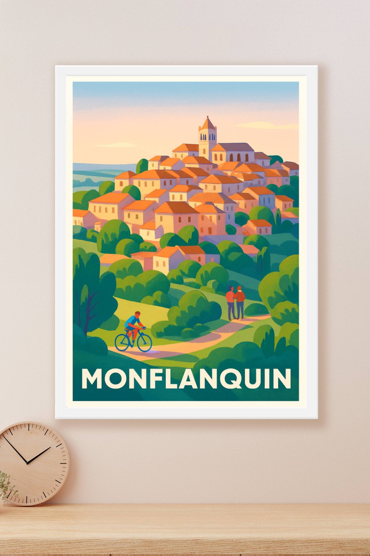 Affiche Monflanquin — Village perché au soleil couchant · poster d'art de Monflanquin