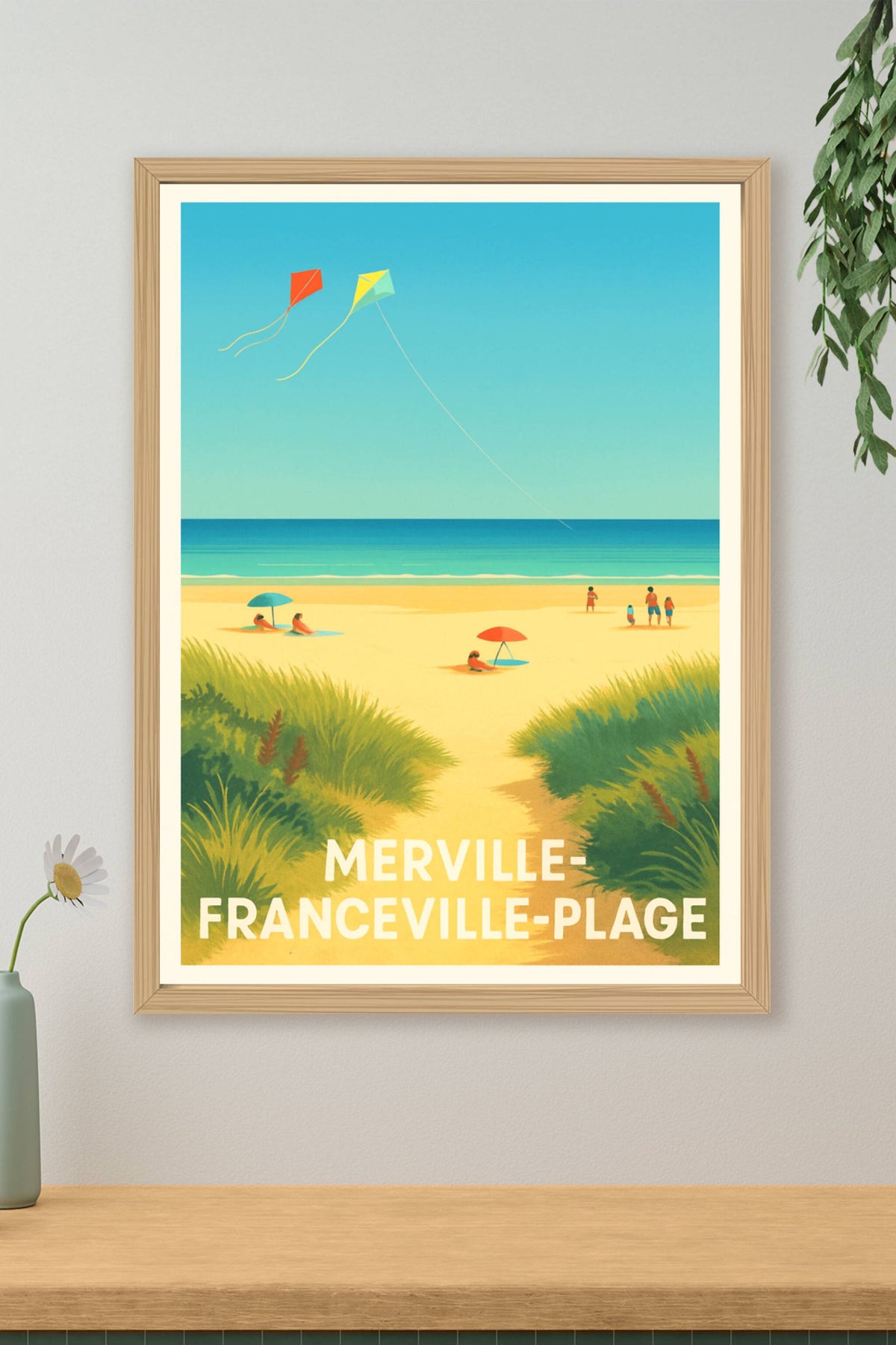 Affiche Merville-Franceville-Plage — Douceur et vacances au bord de l'eau · poster d'art de Merville-Franceville-Plage