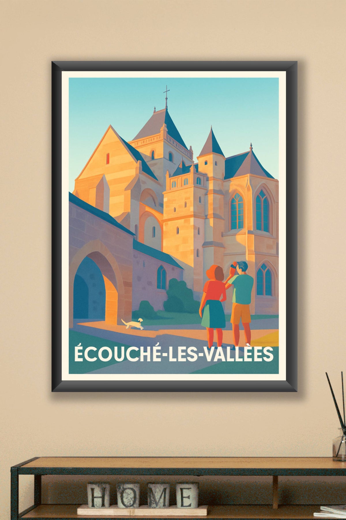 Affiche Écouché-les-Vallées — Un voyage architectural au cœur de la Normandie · poster d'art de Écouché-les-Vallées