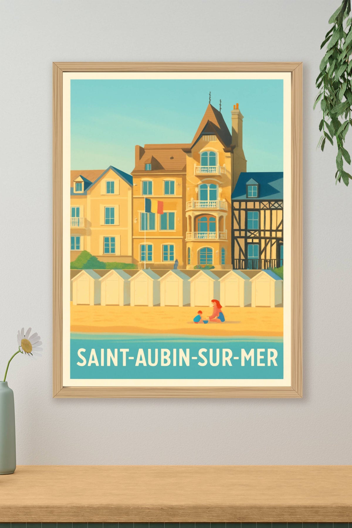 Affiche Saint-Aubin-sur-Mer — Charme et douceur en bord de plage · poster d'art de Saint-Aubin-sur-Mer