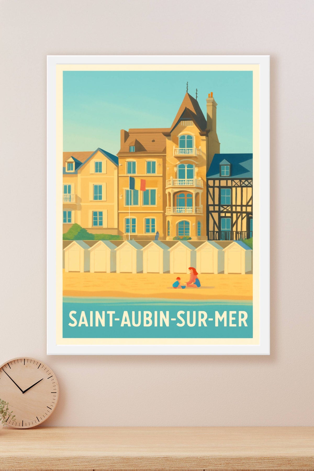 Affiche Saint-Aubin-sur-Mer — Charme et douceur en bord de plage · poster d'art de Saint-Aubin-sur-Mer