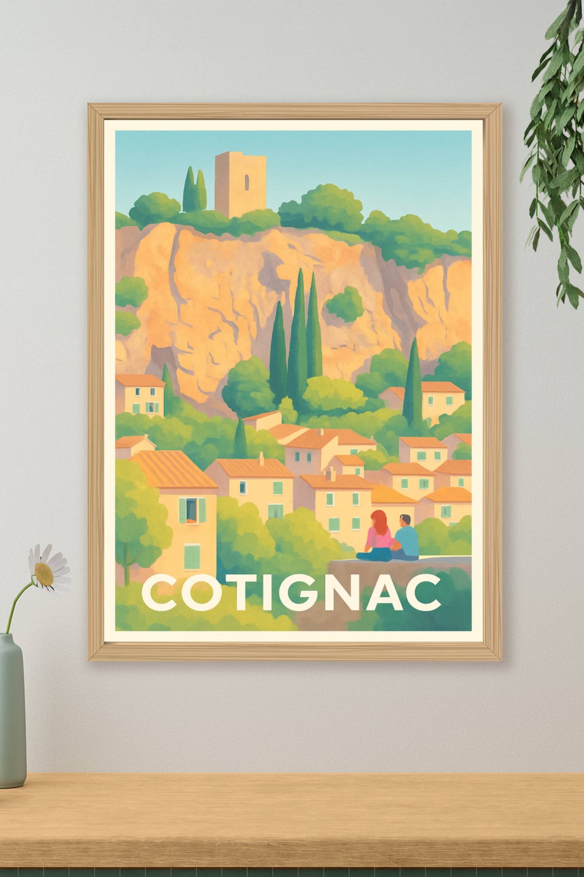 Affiche Cotignac — Charme Provençal au cœur de la nature · poster d'art de Cotignac