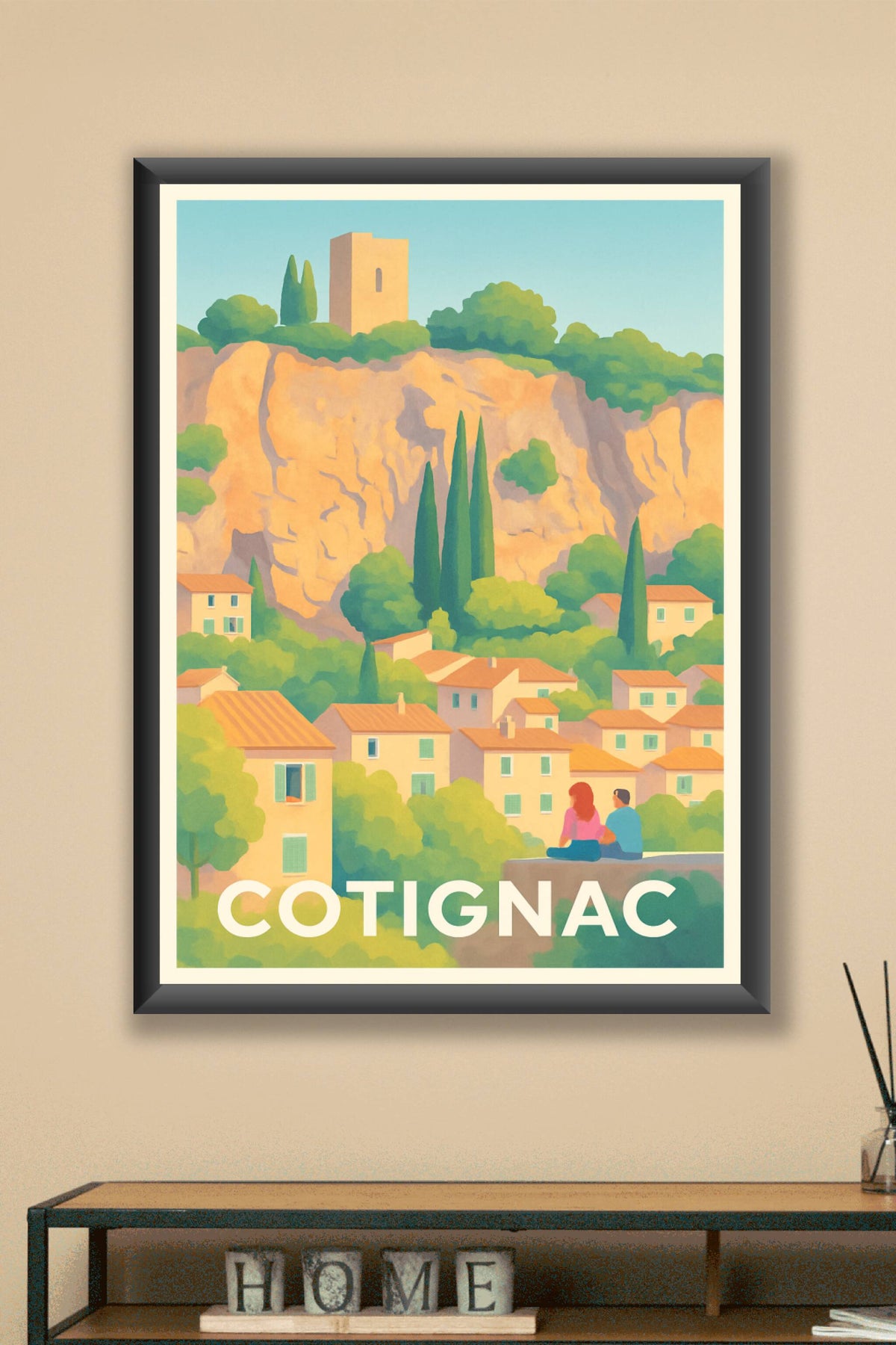 Affiche Cotignac — Charme Provençal au cœur de la nature · poster d'art de Cotignac
