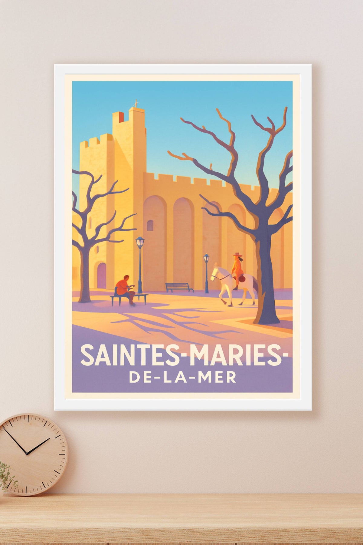 Affiche Saintes-Maries-de-la-Mer — L'âme provençale en lumière douce · poster d'art de Saintes-Maries-de-la-Mer
