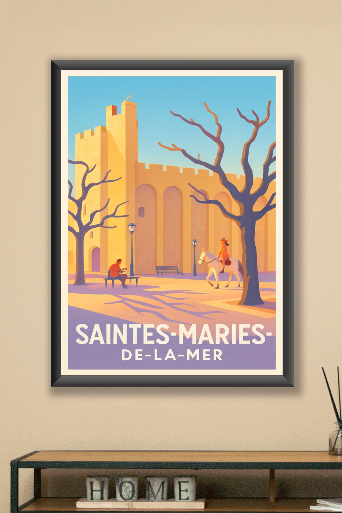 Affiche Saintes-Maries-de-la-Mer — L'âme provençale en lumière douce · poster d'art de Saintes-Maries-de-la-Mer