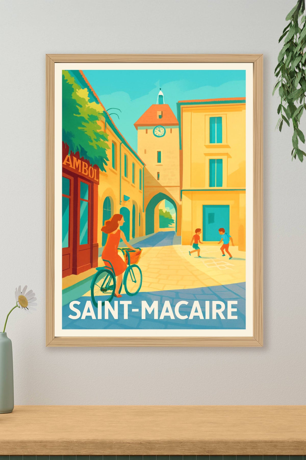 Affiche Saint-Macaire — Charme et sérénité au cœur de la ville · poster d'art de Saint-Macaire