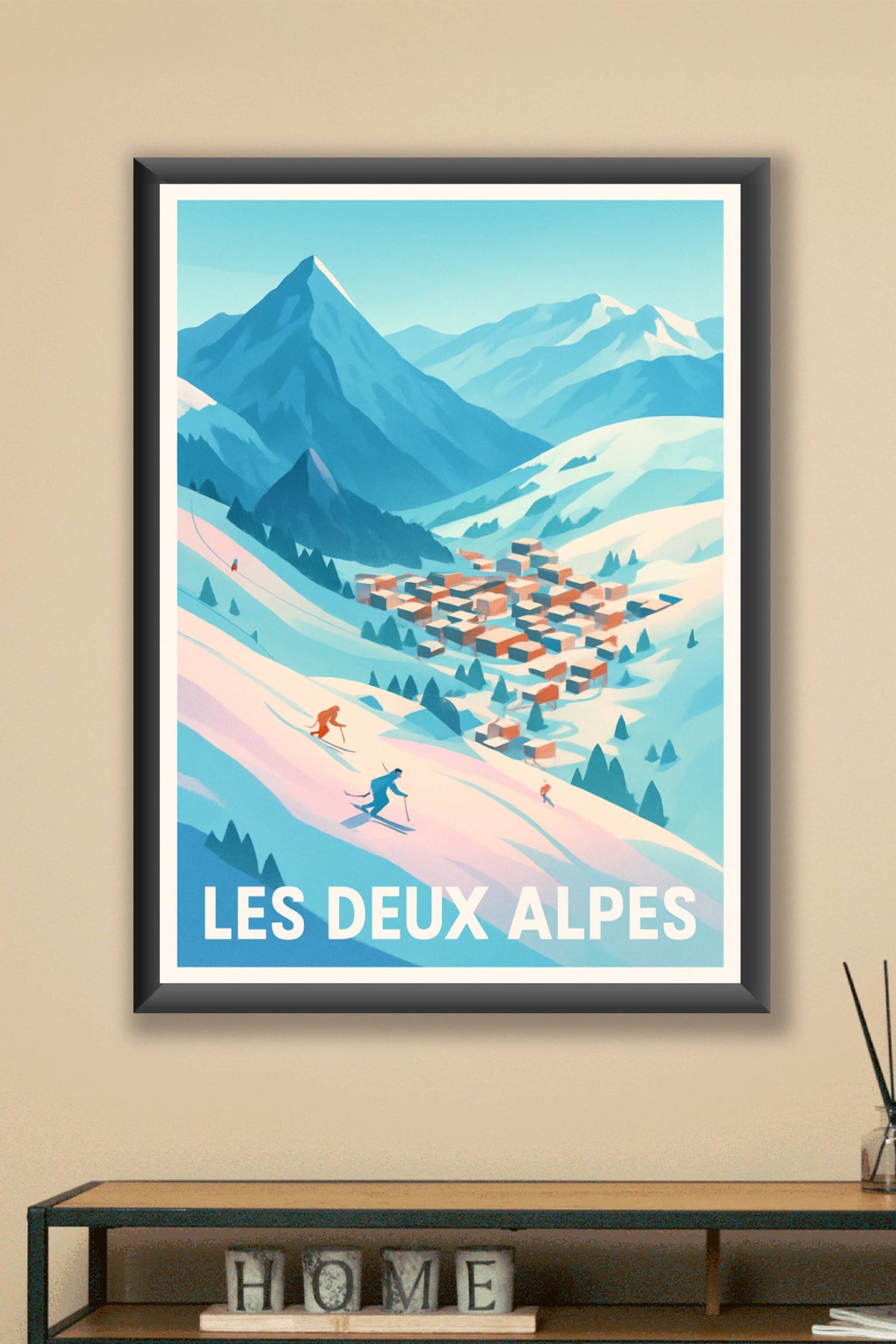 Affiche Les Deux Alpes — Évasion et ski grandeur nature · poster d'art de Les Deux Alpes