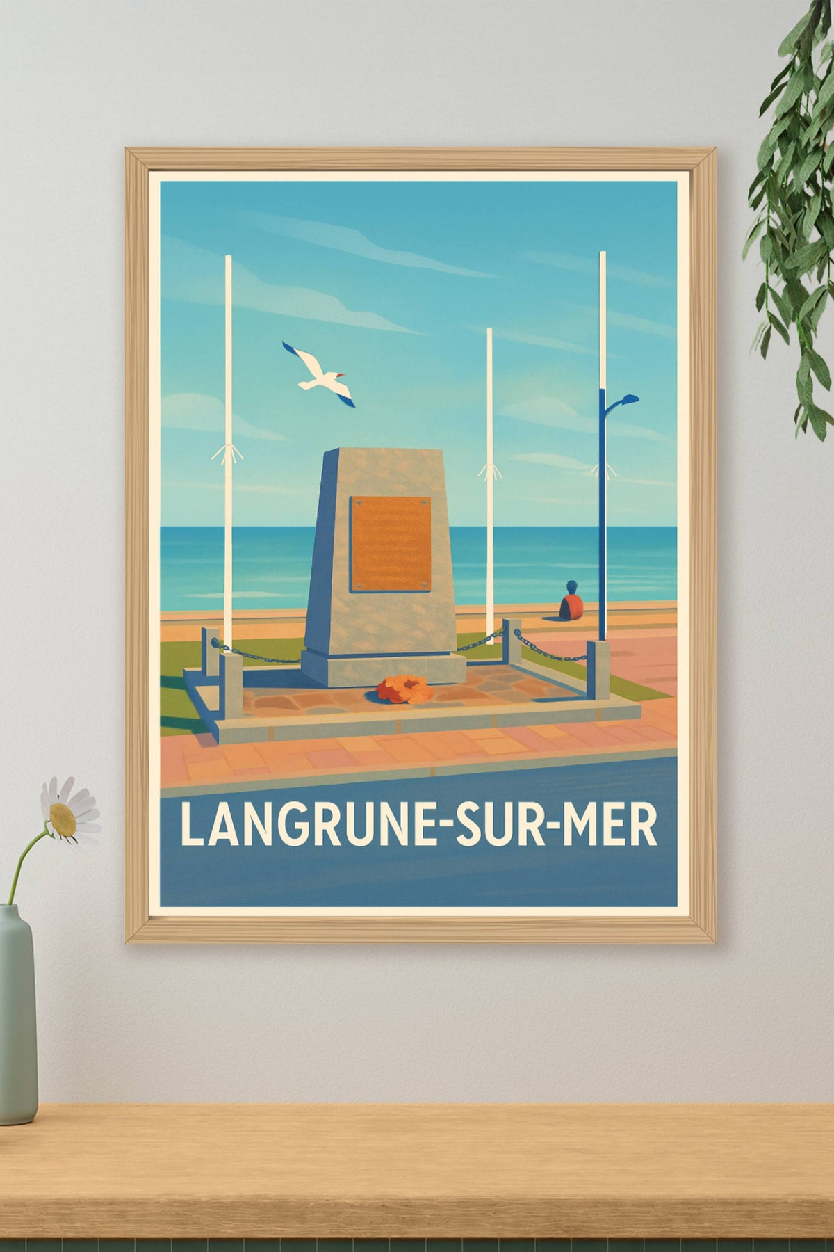 Affiche Langrune-sur-Mer — Sérénité en bord de mer · poster d'art de Langrune-sur-Mer