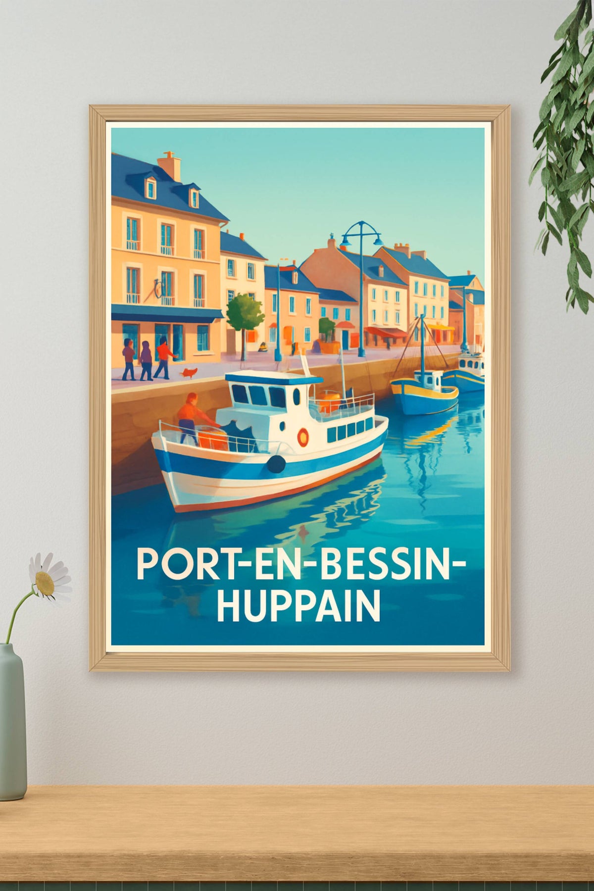 Affiche Port-en-Bessin-Huppain — Charme et sérénité du port normand · poster d'art de Port-en-Bessin-Huppain