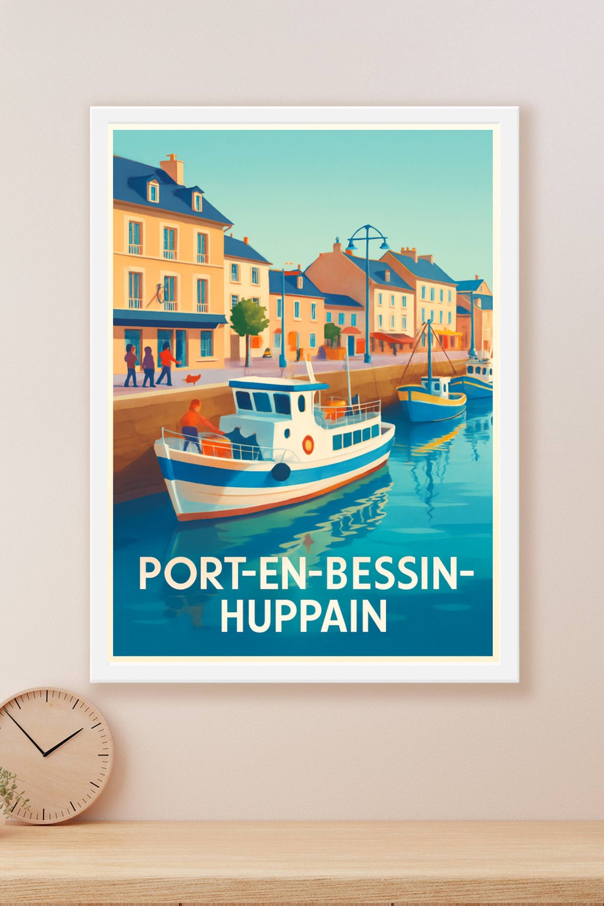 Affiche Port-en-Bessin-Huppain — Charme et sérénité du port normand · poster d'art de Port-en-Bessin-Huppain