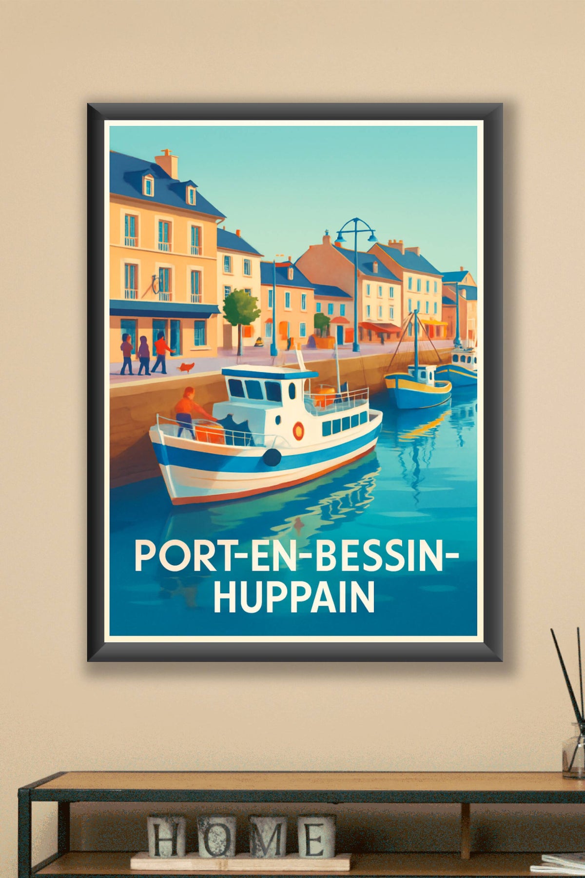 Affiche Port-en-Bessin-Huppain — Charme et sérénité du port normand · poster d'art de Port-en-Bessin-Huppain