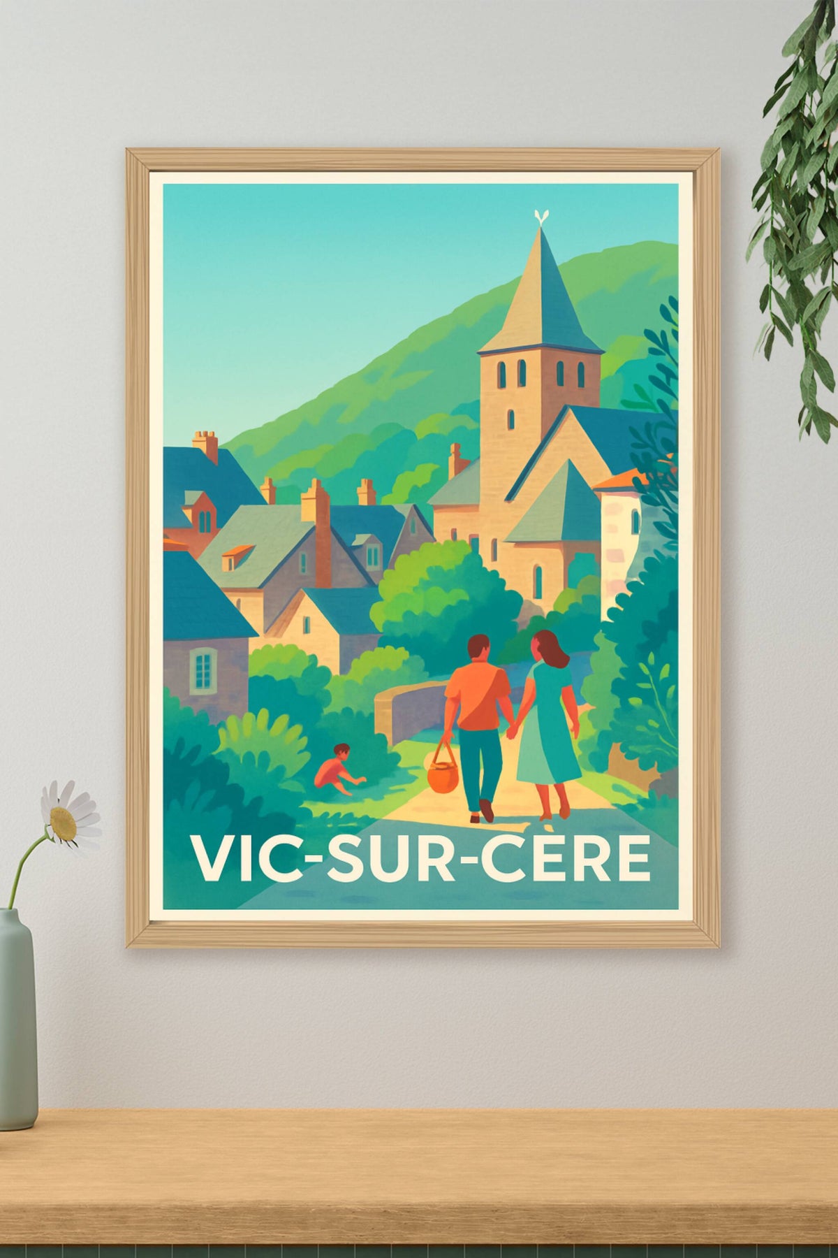 Affiche Vic-sur-Cère — Promenade bucolique au cœur du Cantal · poster d'art de Vic-sur-Cère