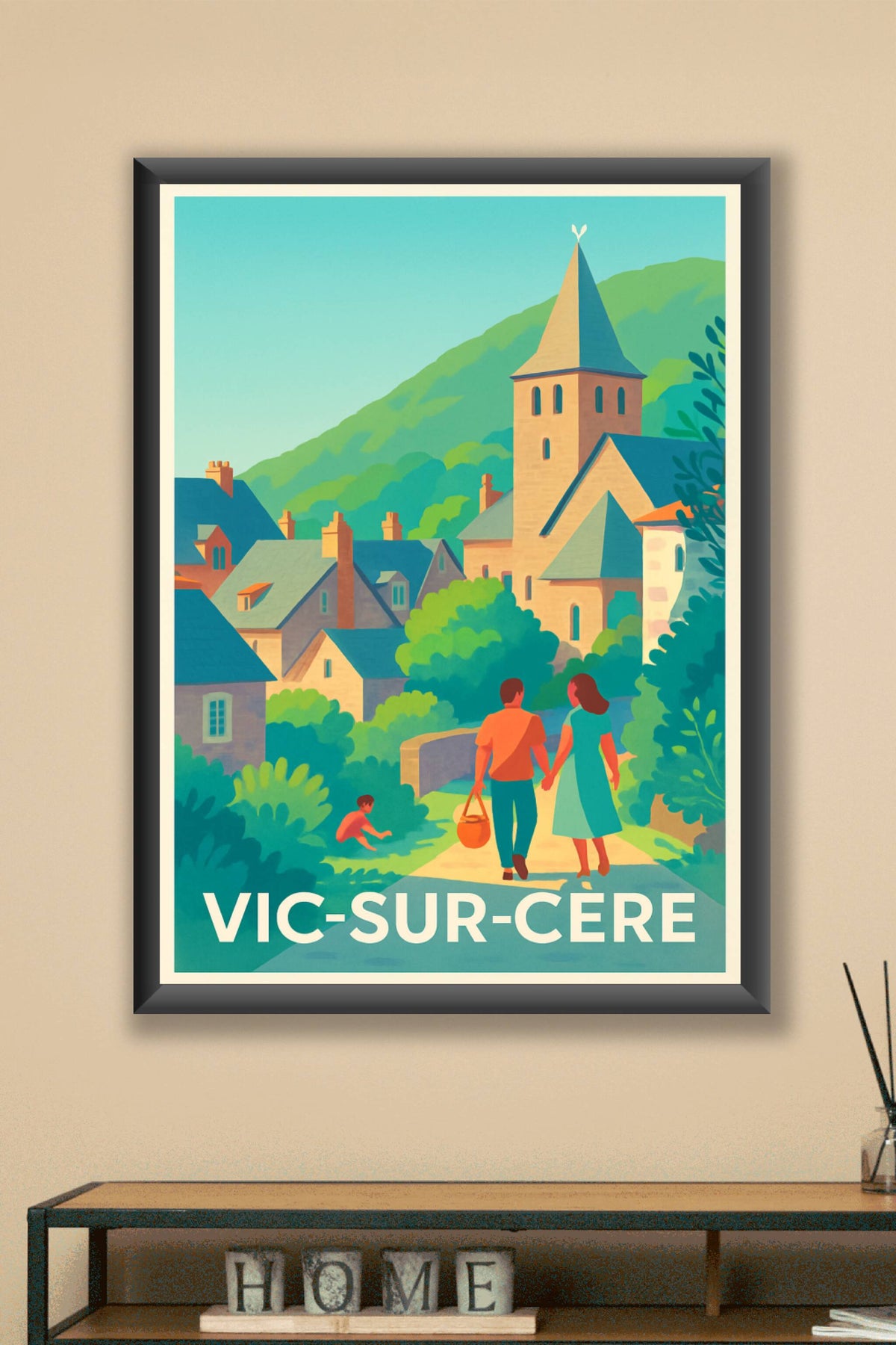 Affiche Vic-sur-Cère — Promenade bucolique au cœur du Cantal · poster d'art de Vic-sur-Cère