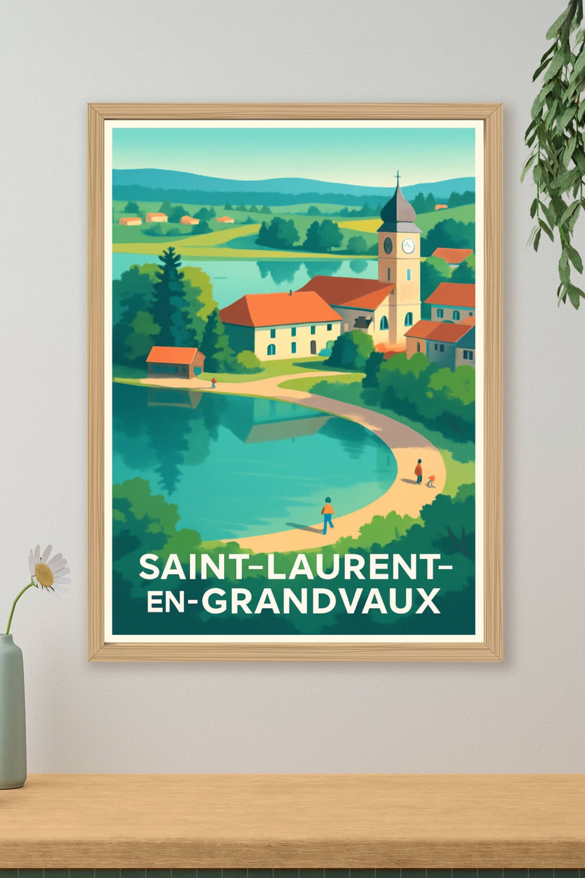 Affiche Saint-Laurent-en-Grandvaux — Tranquillité au bord du lac · poster d'art de Saint-Laurent-en-Grandvaux