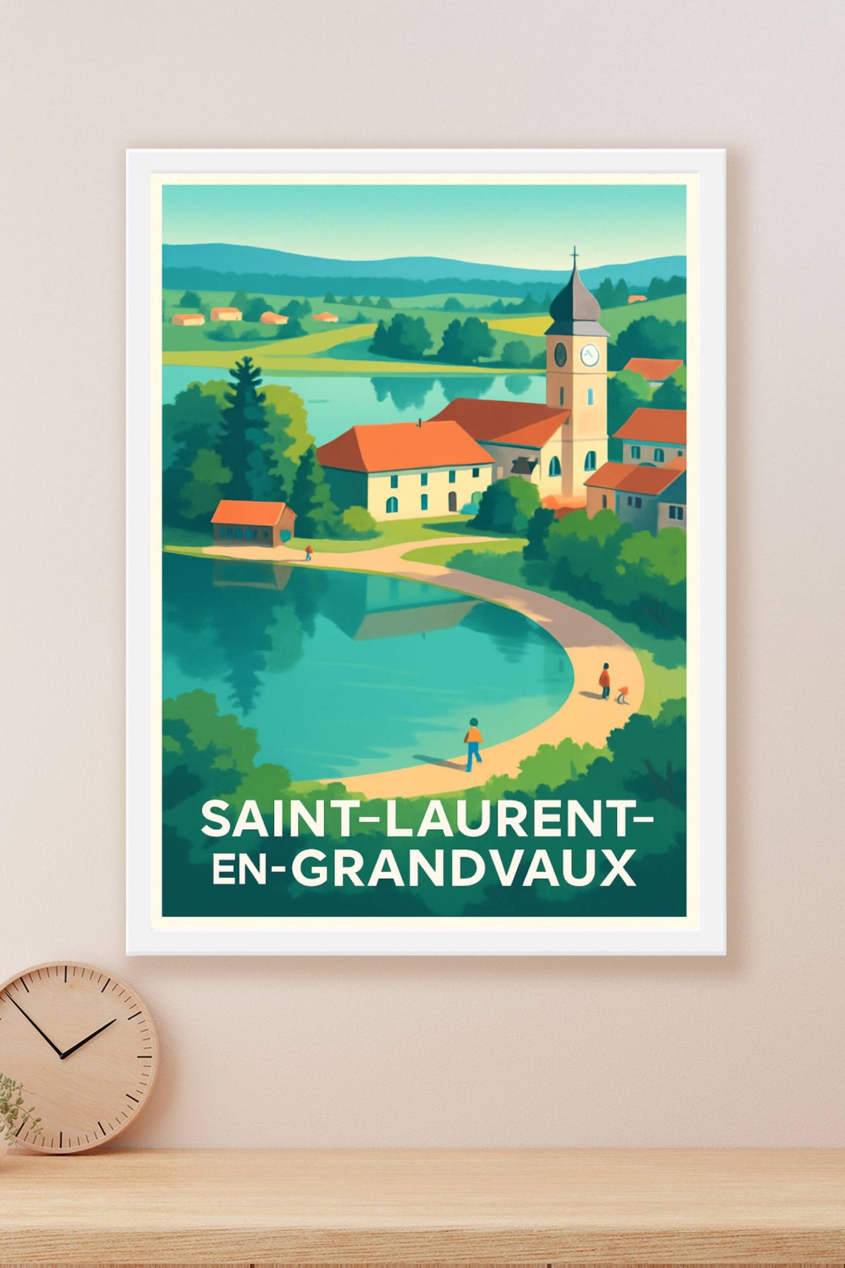Affiche Saint-Laurent-en-Grandvaux — Tranquillité au bord du lac · poster d'art de Saint-Laurent-en-Grandvaux