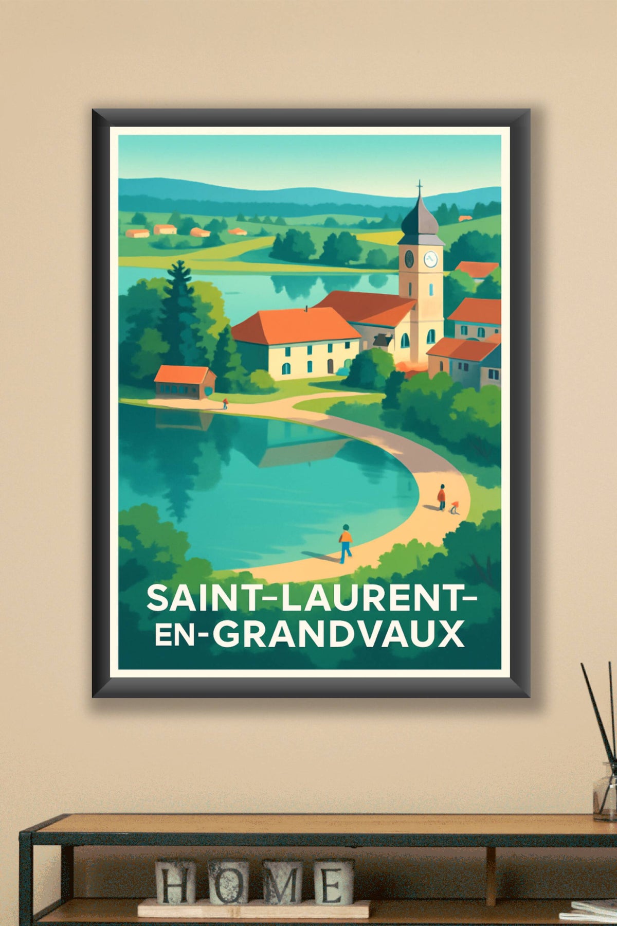 Affiche Saint-Laurent-en-Grandvaux — Tranquillité au bord du lac · poster d'art de Saint-Laurent-en-Grandvaux
