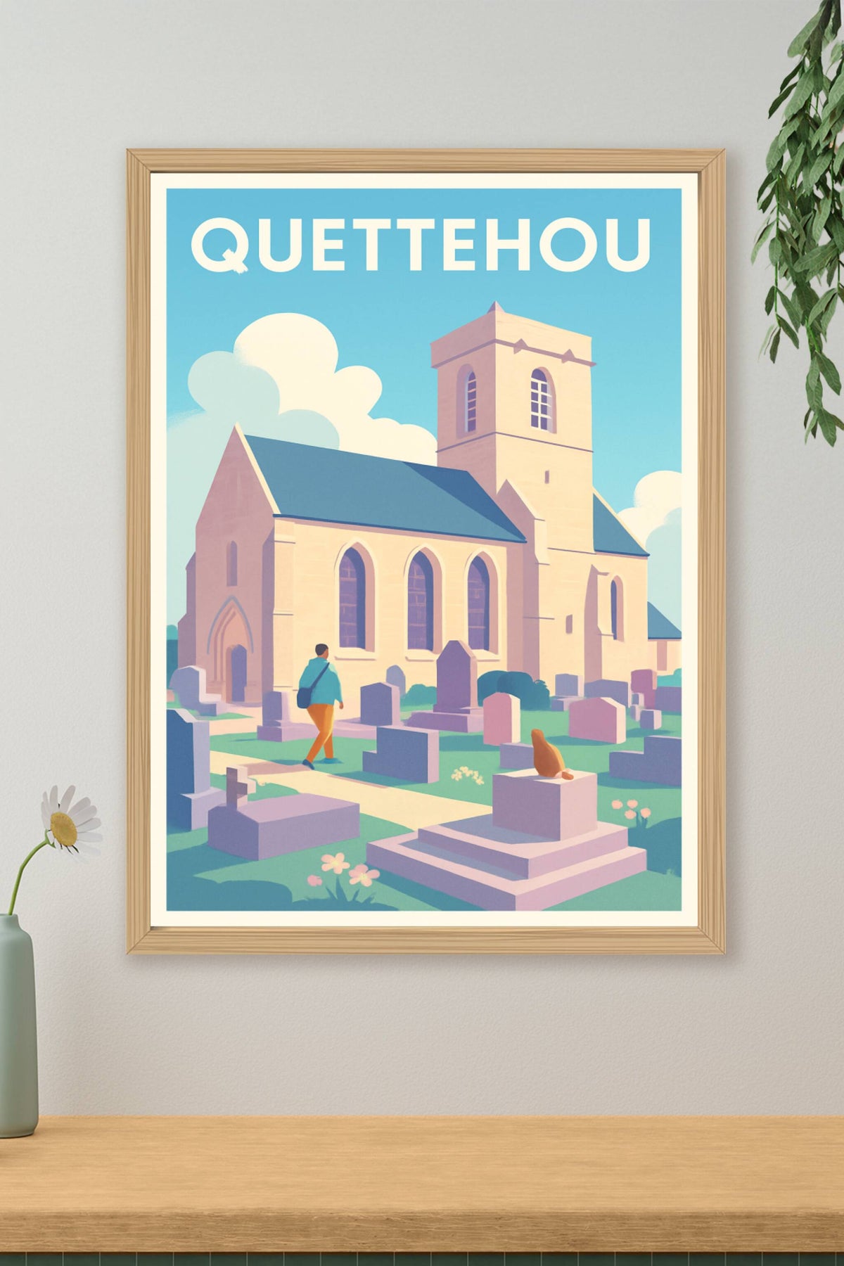 Affiche Quettehou — Sérénité au cœur de la vieille église · poster d'art de Quettehou