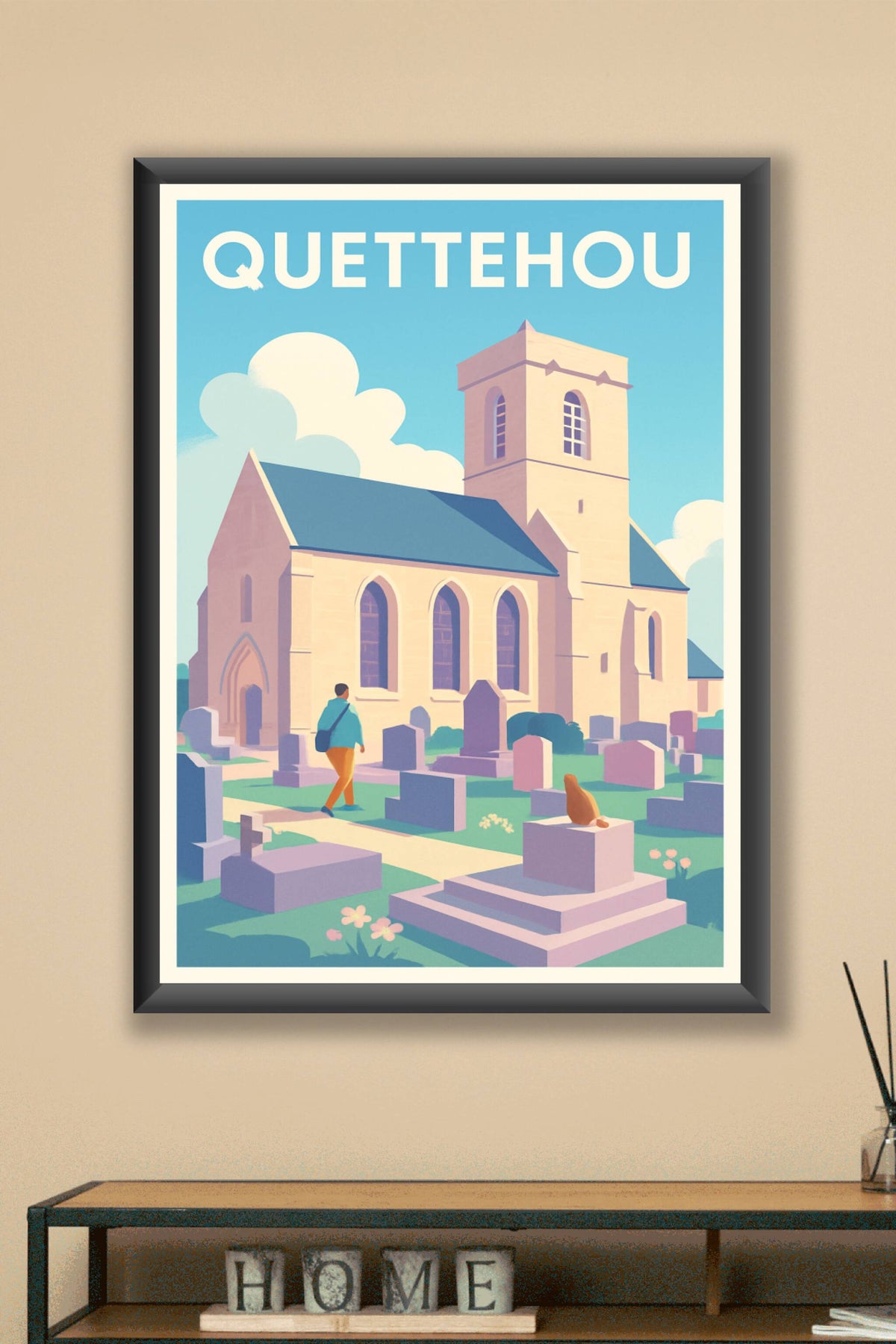 Affiche Quettehou — Sérénité au cœur de la vieille église · poster d'art de Quettehou