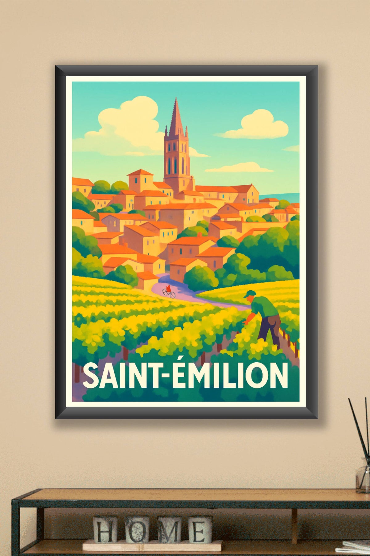 Affiche Saint-Émilion — L'authenticité viticole au cœur de la cité · poster d'art de Saint-Émilion