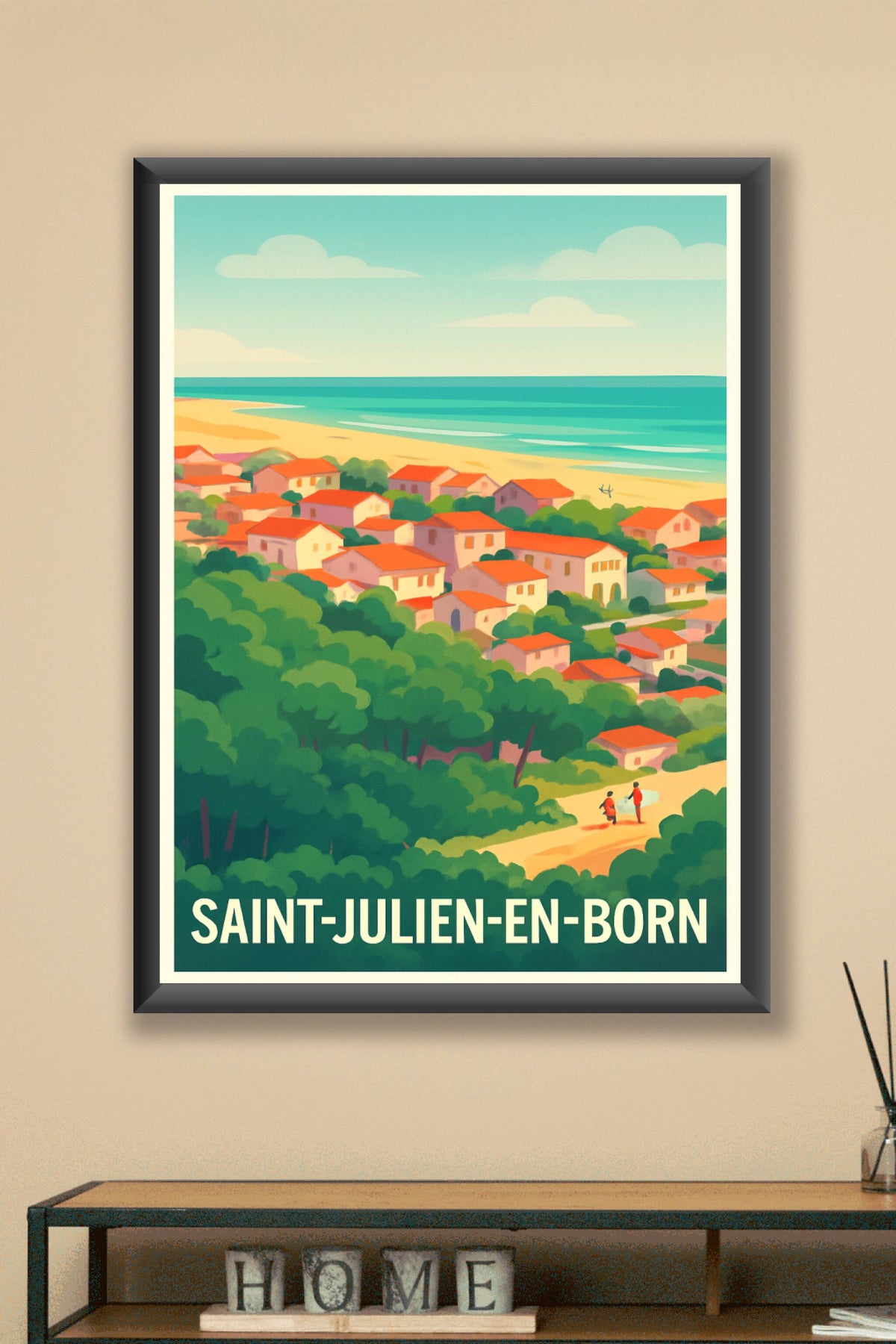 Affiche Saint-Julien-en-Born — Charme et sérénité en bord de mer · poster d'art de Saint-Julien-en-Born