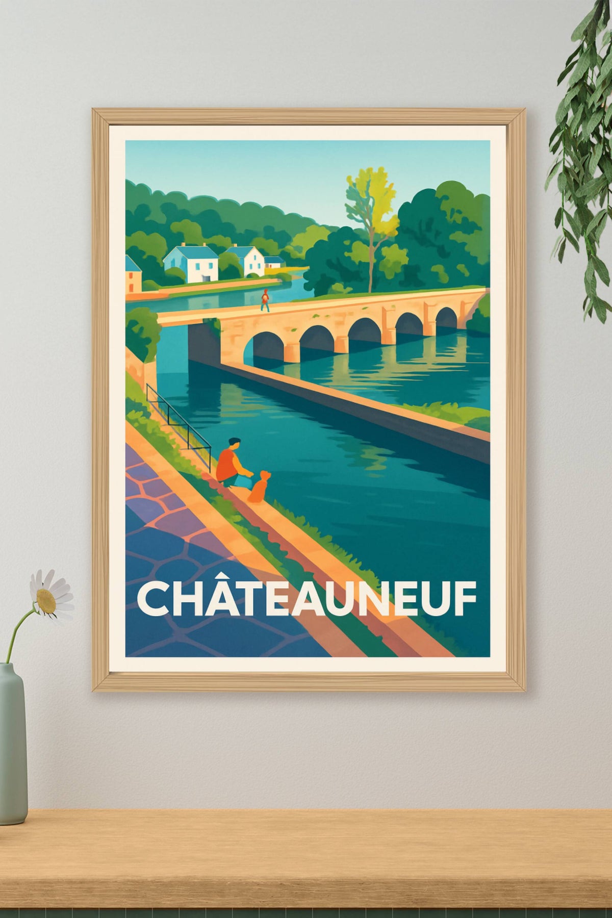 Affiche Châteauneuf — Charme paisible au fil de l'eau · poster d'art de Châteauneuf