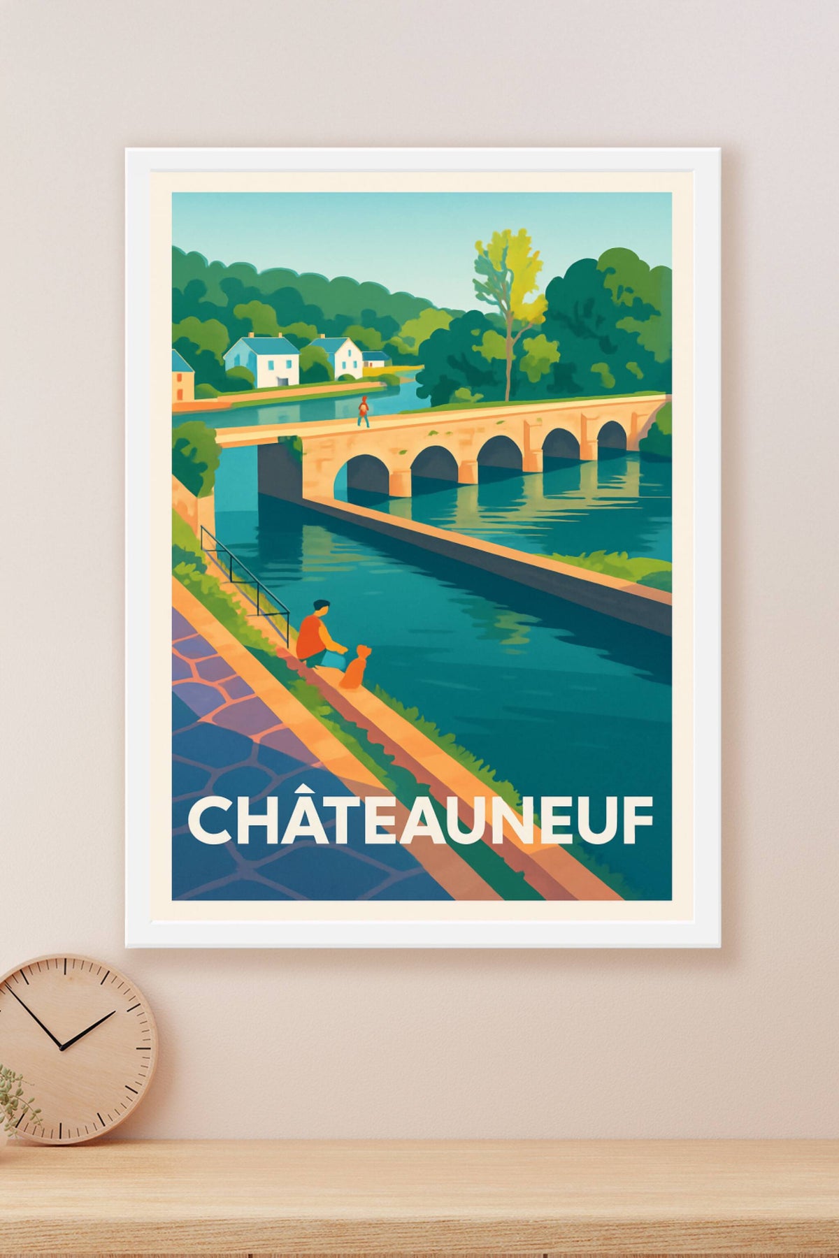Affiche Châteauneuf — Charme paisible au fil de l'eau · poster d'art de Châteauneuf
