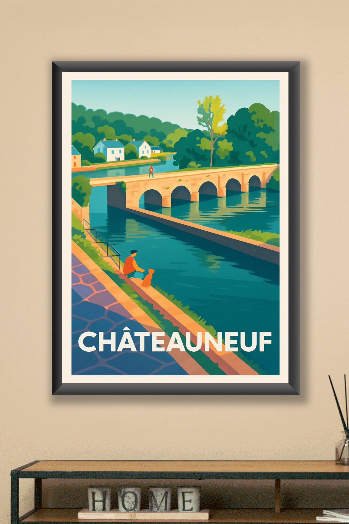 Affiche Châteauneuf — Charme paisible au fil de l'eau · poster d'art de Châteauneuf