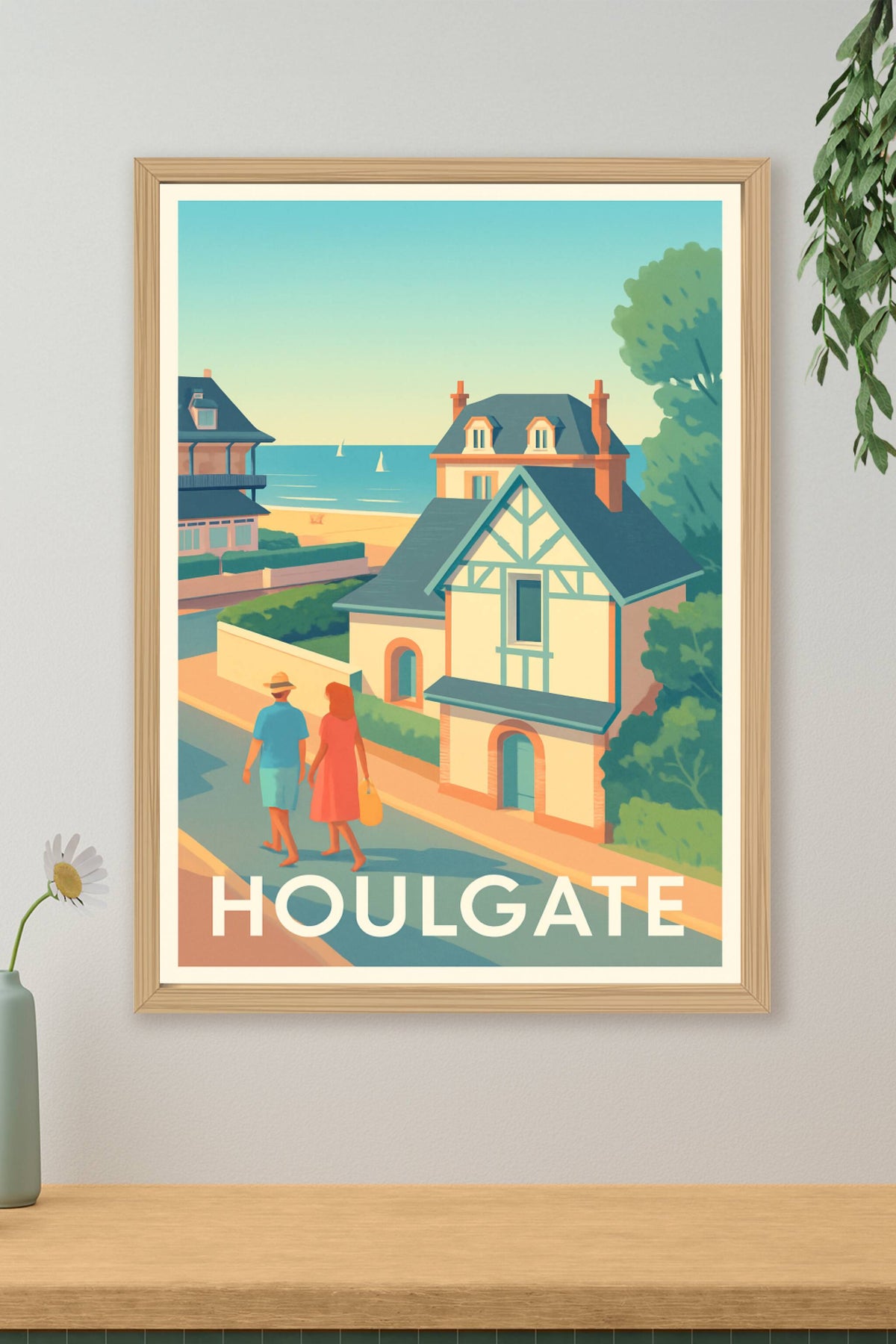 Affiche Houlgate — Promenade estivale au bord de mer · poster d'art de Houlgate