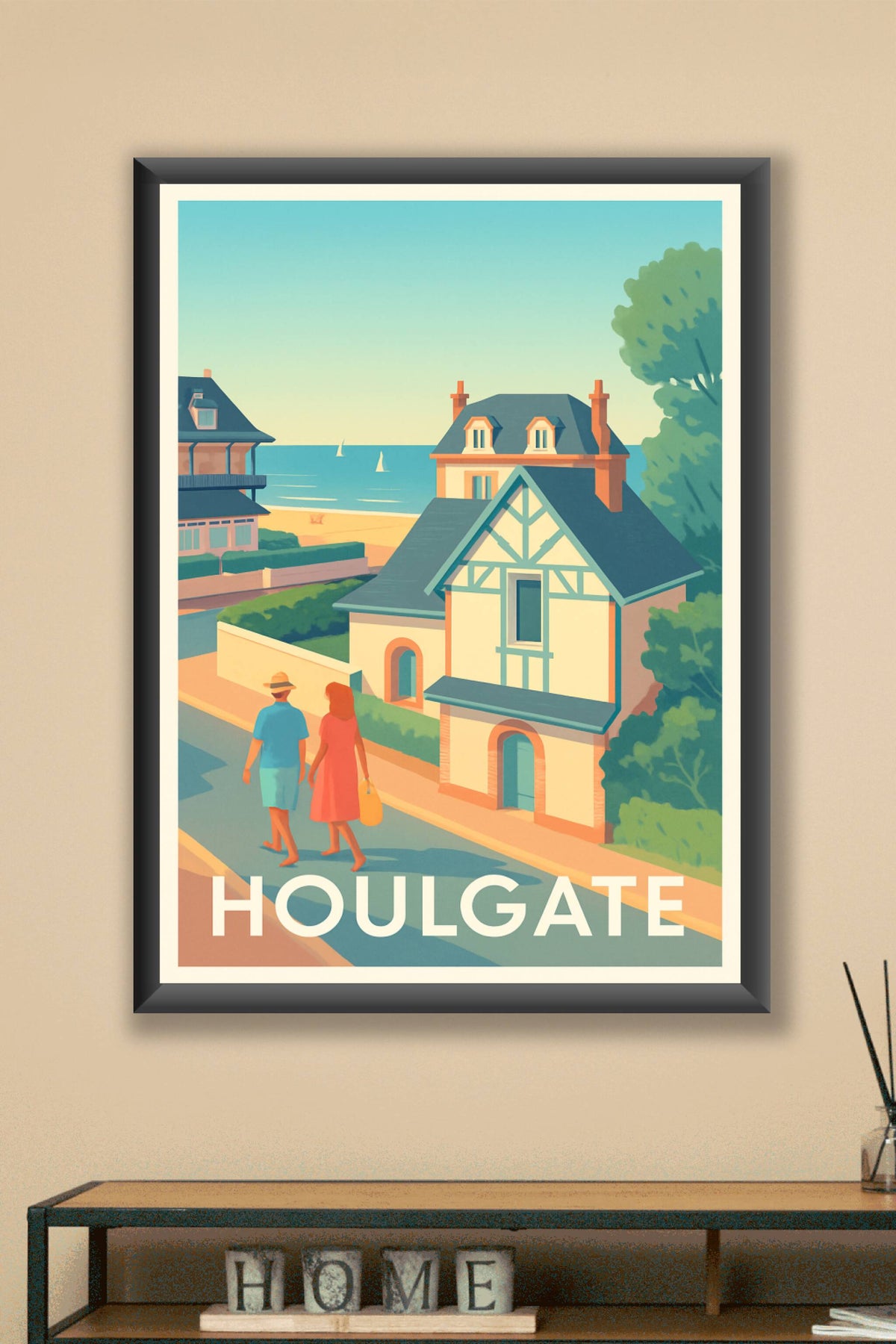Affiche Houlgate — Promenade estivale au bord de mer · poster d'art de Houlgate