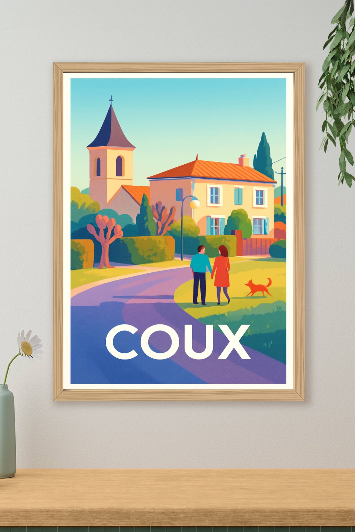 Affiche Coux — Douce promenade en charmant village · poster d'art de Coux