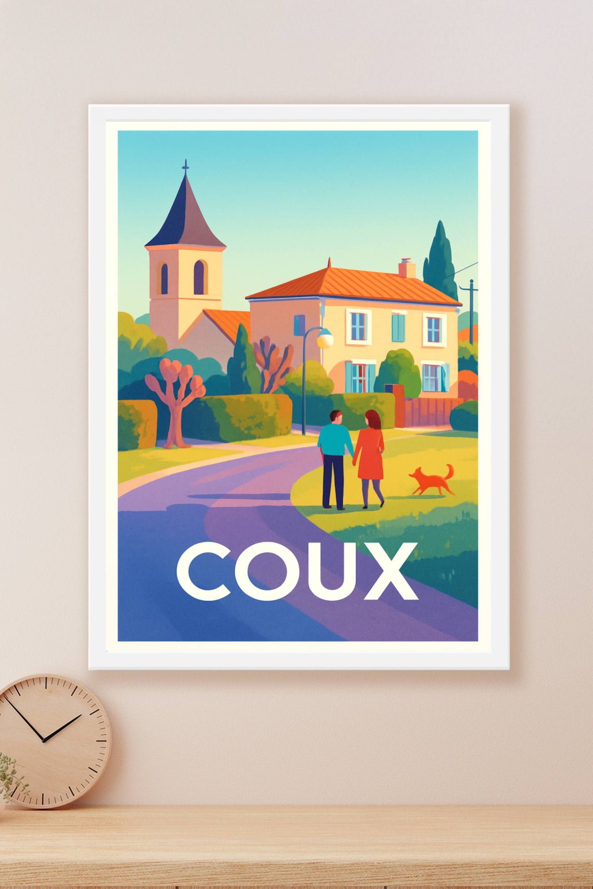 Affiche Coux — Douce promenade en charmant village · poster d'art de Coux