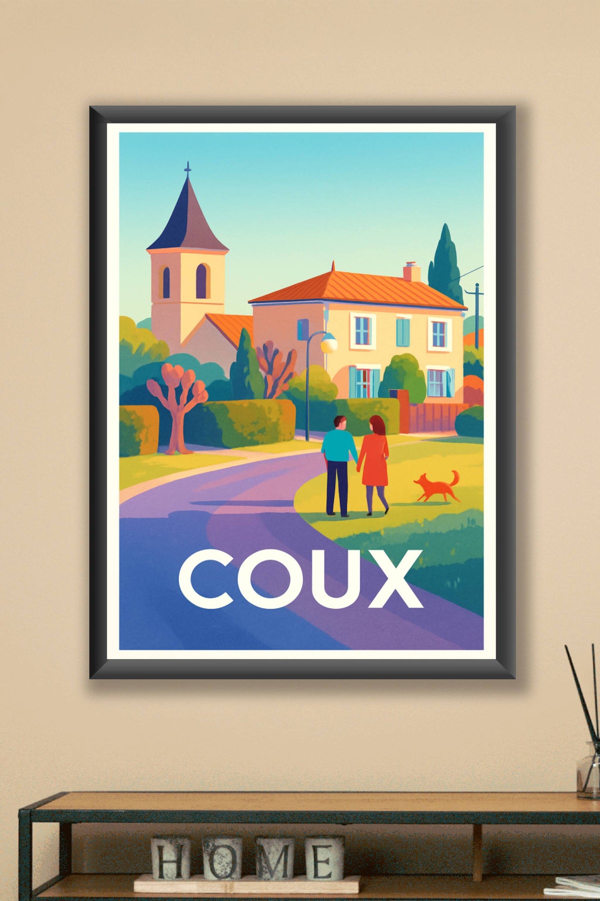 Affiche Coux — Douce promenade en charmant village · poster d'art de Coux