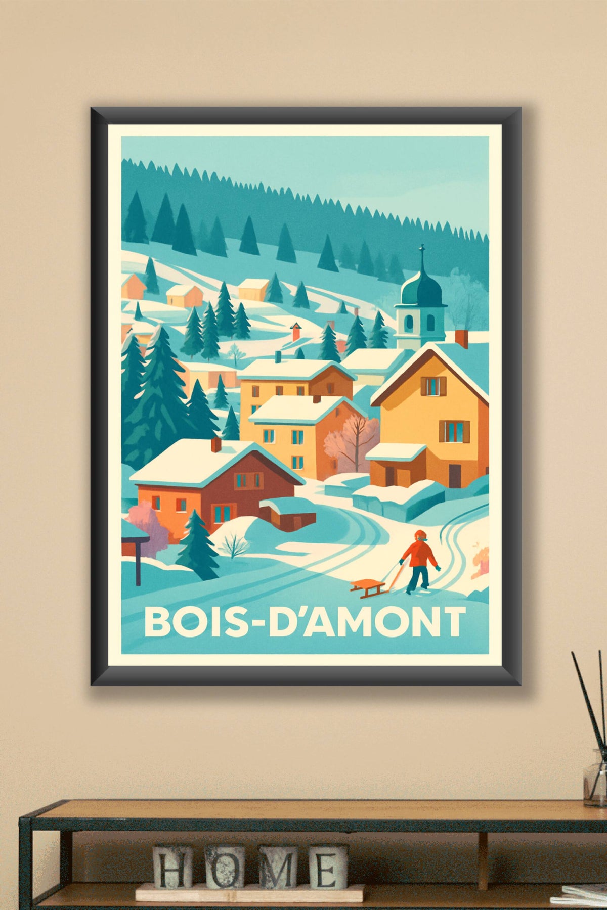 Affiche Bois-d'Amont — Charme hivernal et paysages enneigés · poster d'art de Bois-d'Amont