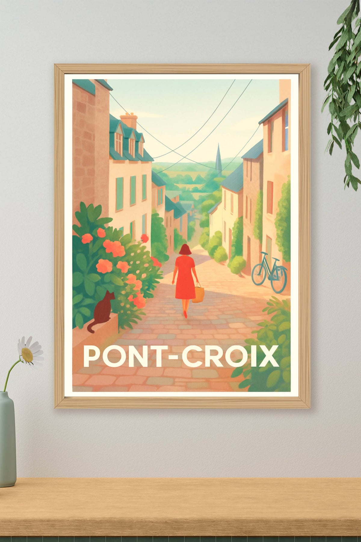Affiche Pont-Croix — Charme paisible d'une ruelle bretonne · poster d'art de Pont-Croix