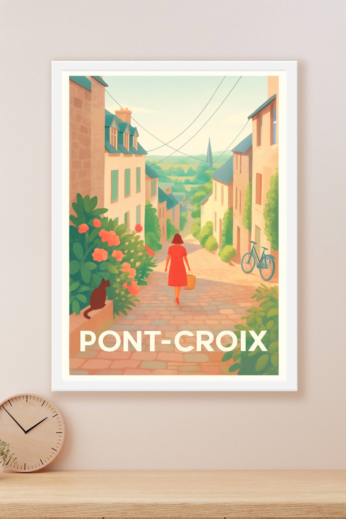 Affiche Pont-Croix — Charme paisible d'une ruelle bretonne · poster d'art de Pont-Croix