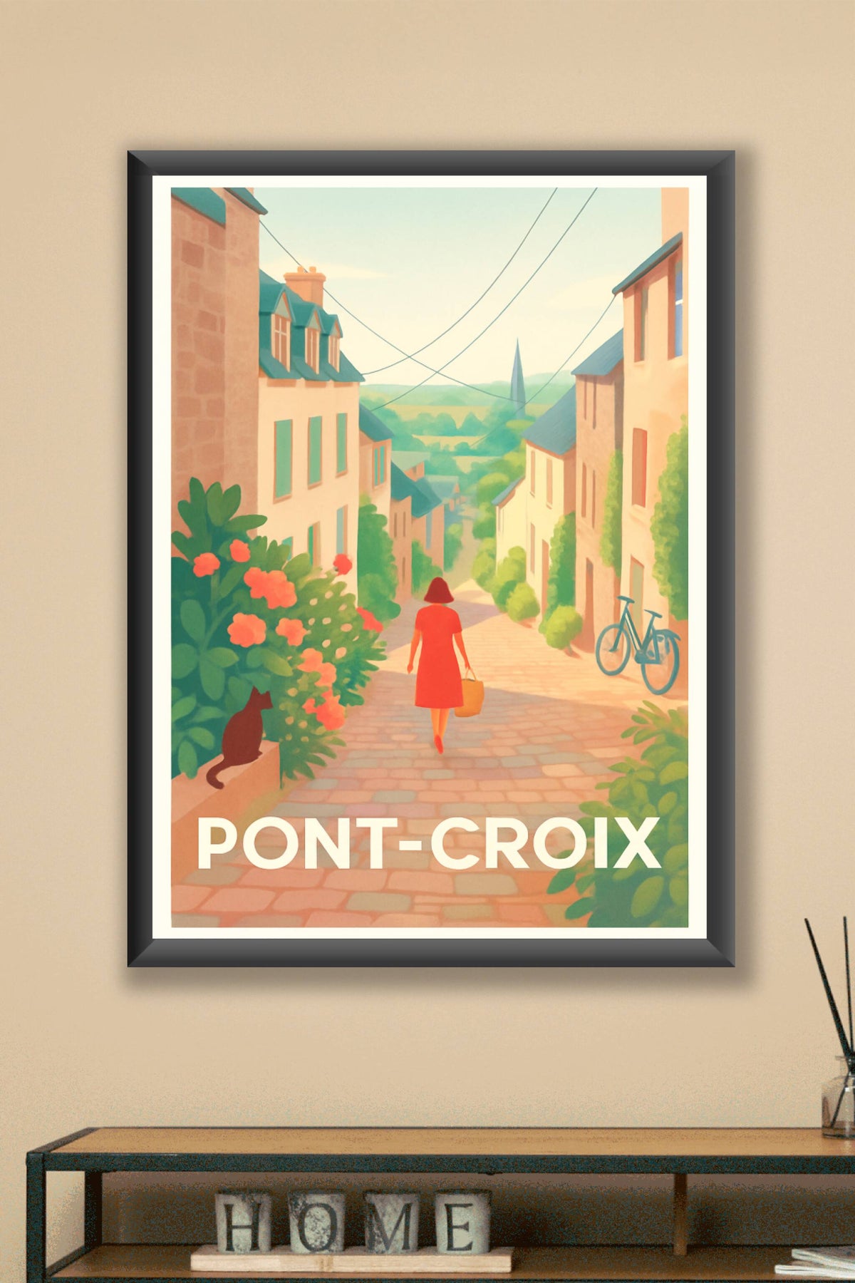 Affiche Pont-Croix — Charme paisible d'une ruelle bretonne · poster d'art de Pont-Croix