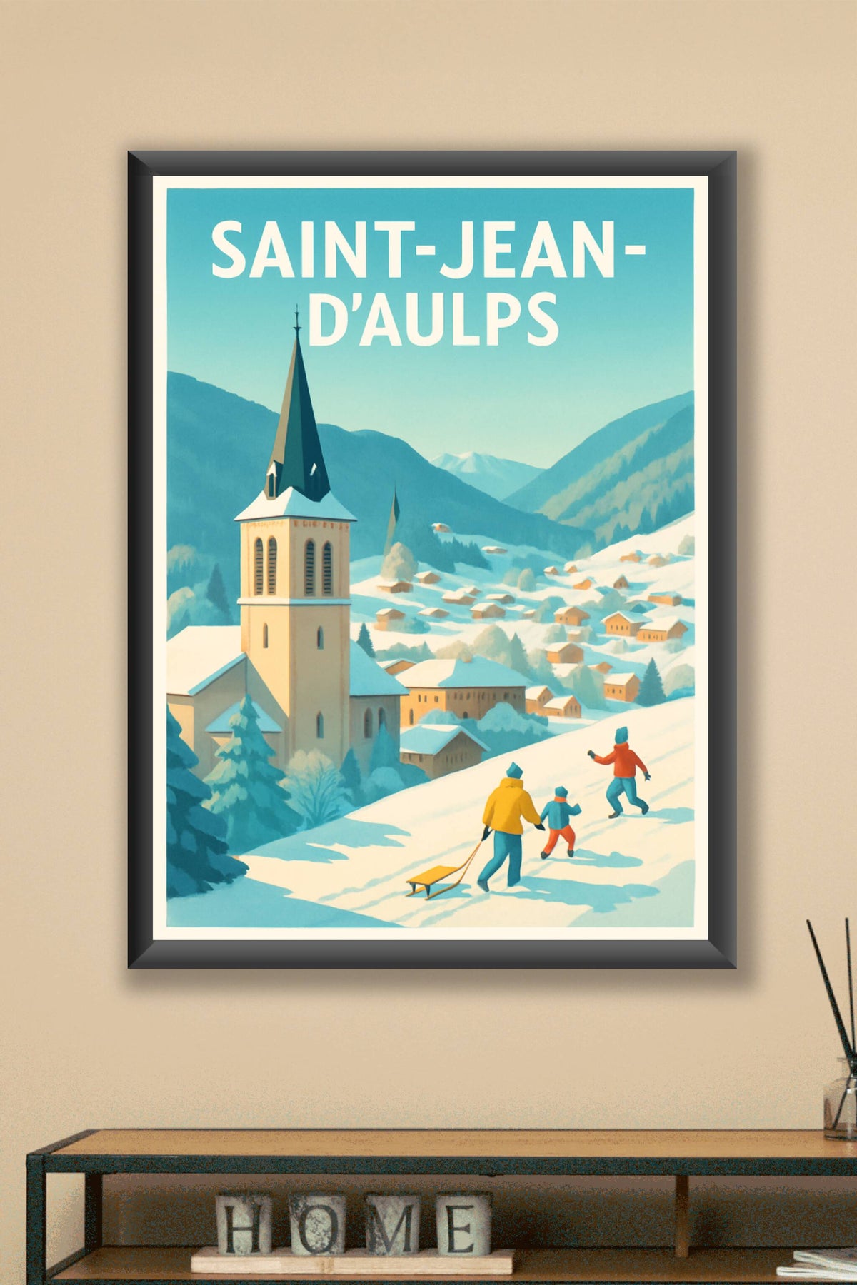 Affiche Saint-Jean-d'Aulps — Hiver enchanté au cœur des Alpes · poster d'art de Saint-Jean-d'Aulps