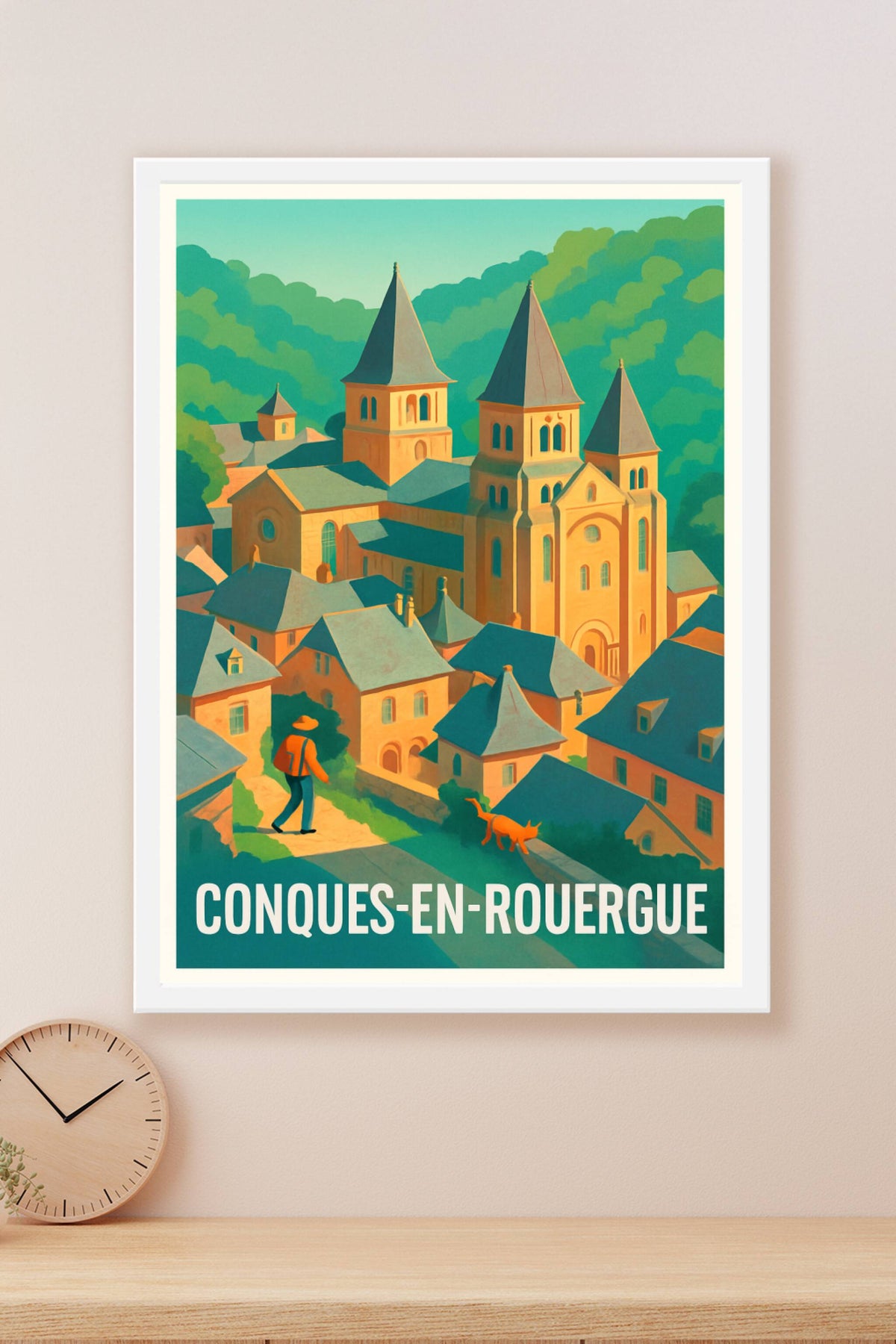 Affiche Conques-en-Rouergue — Charme et Sérénité Médiévale · poster d'art de Conques-en-Rouergue