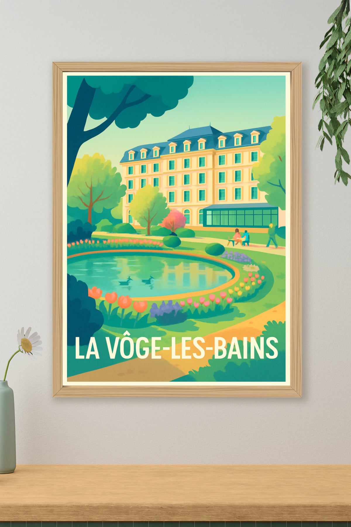 Affiche La Vôge-les-Bains — Escapade au cœur des jardins paisibles · poster d'art de La Vôge-les-Bains